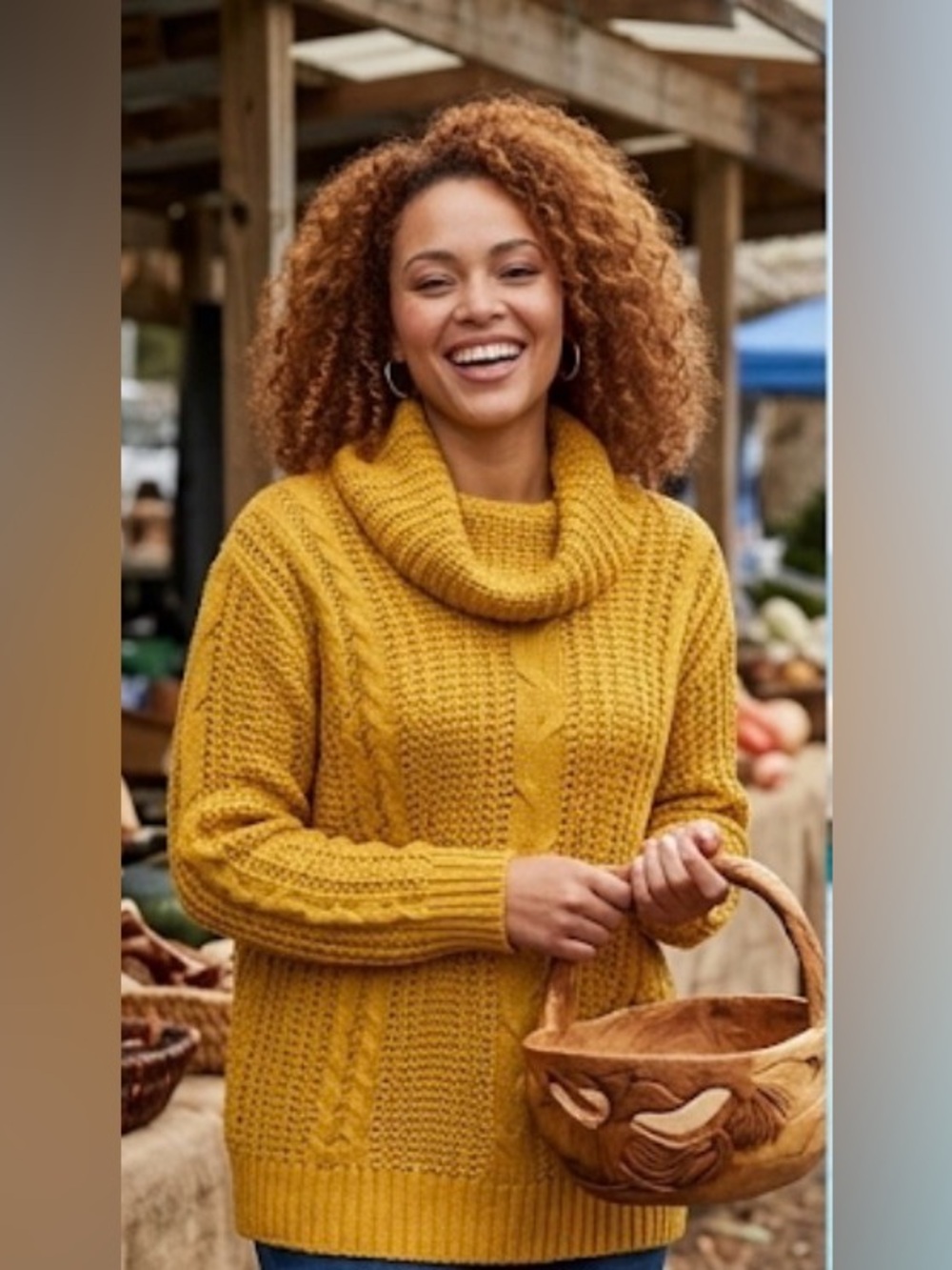 Mustard Yellow Slim Fit Tunic Knit Sweater Size S